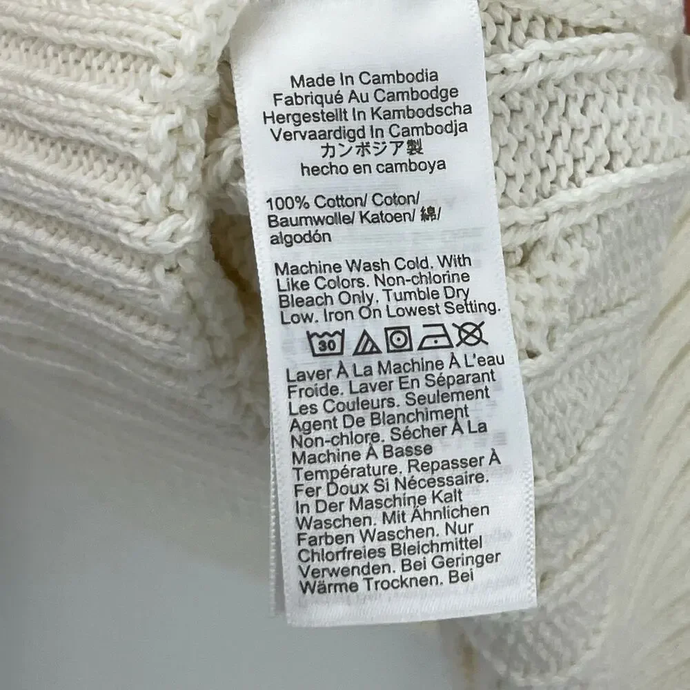 J. Crew Men's Heritage Cotton Cable-Knit Sweater Long Sleeve Ivory Size L NWT